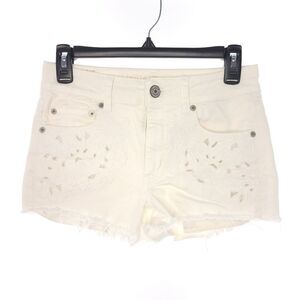 American Eagle Stretch Hi-Rise Shortie Floral Raw Hem Shorts Womens 4